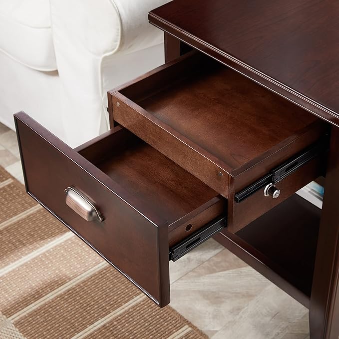 Leick Home Laurent Solid Wood Side Table with Hidden Compartment, Chocolate Cherry Brown, Perfect for Living Rooms, Bedrooms, and Offices, 10507-SC