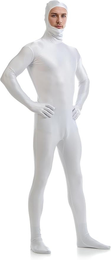 Sheface Men's and Women's Spandex Open Face Costume Bodysuit Stretchy Halloween Cosplay Face Open Body Suit