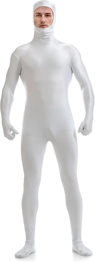 Sheface Men's and Women's Spandex Open Face Costume Bodysuit Stretchy Halloween Cosplay Face Open Body Suit