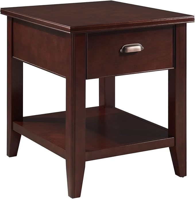 Leick Home Laurent Solid Wood Side Table with Hidden Compartment, Chocolate Cherry Brown, Perfect for Living Rooms, Bedrooms, and Offices, 10507-SC
