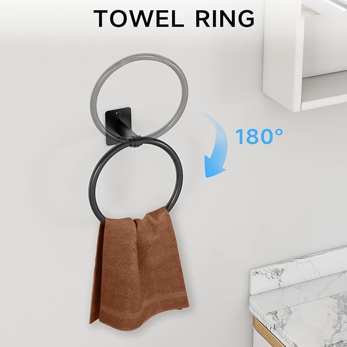 20 Pieces Bathroom Hardware Set, Black Bathroom Accessories Set, 24 inch Towel Bar, Towel Racks for Bathroom, Robe Towel Hooks, Toilet Paper Holder Wall Mounted
