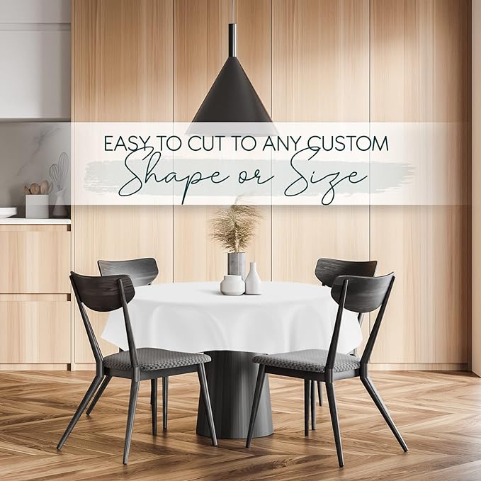 Premium Table Pad Protector Superior Protection from Spills, Scratches & Heat- Reusable Vinyl Table Cloth with Cushion Flannel Backing (52" Round)