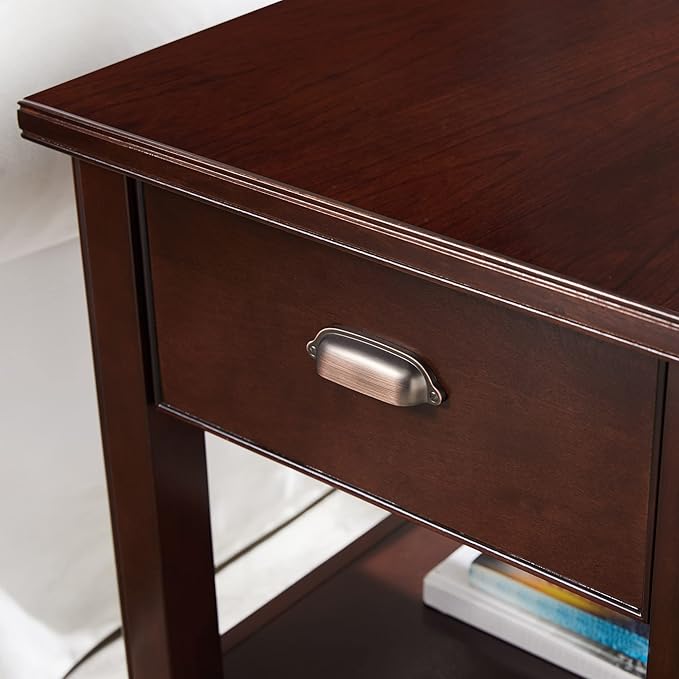 Leick Home Laurent Solid Wood Side Table with Hidden Compartment, Chocolate Cherry Brown, Perfect for Living Rooms, Bedrooms, and Offices, 10507-SC