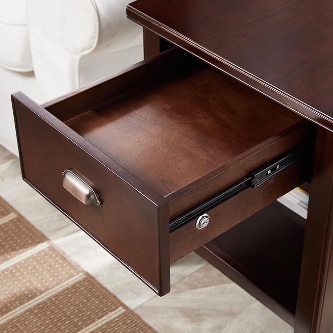 Leick Home Laurent Solid Wood Side Table with Hidden Compartment, Chocolate Cherry Brown, Perfect for Living Rooms, Bedrooms, and Offices, 10507-SC