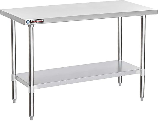 DuraSteel 30x60 Stainless Steel Work Table - NSF Commercial Prep Metal Table - Outdoor Pizza Oven Stand w/Under Shelf - Kitchen Island Laundry Utility Garage Microwave Stand Large Rolling Storage Cart