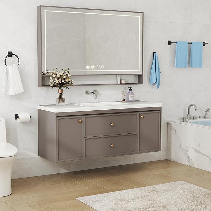 20 Pieces Bathroom Hardware Set, Black Bathroom Accessories Set, 24 inch Towel Bar, Towel Racks for Bathroom, Robe Towel Hooks, Toilet Paper Holder Wall Mounted