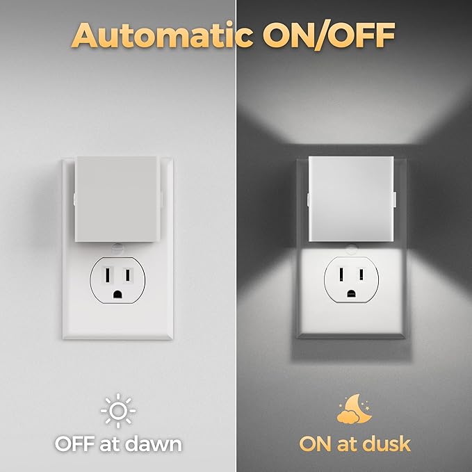 DORESshop LED Night Lights Plug into Wall [2 Pack], Plug in Nightlight, 3 Level Brightness Adjustable Night Light, Dusk to Dawn Sensor, Nightlights for Adults, Bedroom, Bathroom, Hallway, Daylight