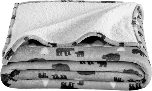 Bare Home Sherpa Fleece Blanket - Full/Queen Size - Blanket for Bed, Sofa, and Couch - Warm & Lightweight - Fluffy & Soft - Reversible (Full/Queen, Kodiak)