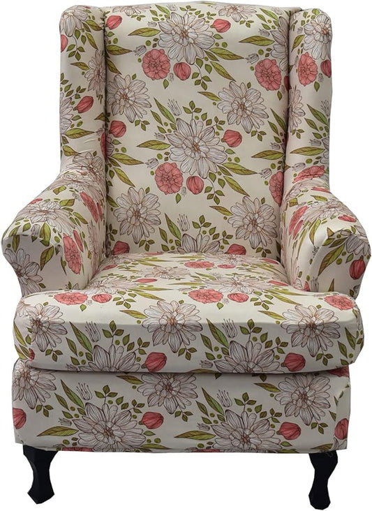 KRFOONN Wingback Chair Covers Slipcovers 2 Piece Stretch Wing Chair Covers Spandex Slipcovers Wingback Sofa Covers Armchair Covers Non-Slip Furniture Protector, 14