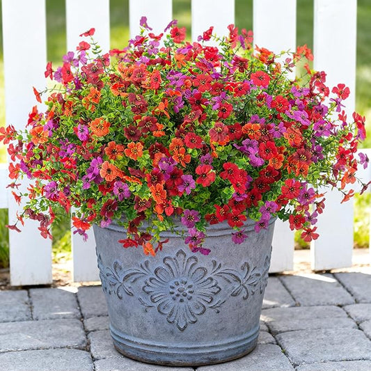 INXUGAO Artificial Fake Flowers Plants for Outdoor Spring Summer Decor, 12 Bundles Faux Silk Flowers for Outdoor Outside Planter Colorful Daisy UV Resistant Look Real for Front Door Porch Patio Yard